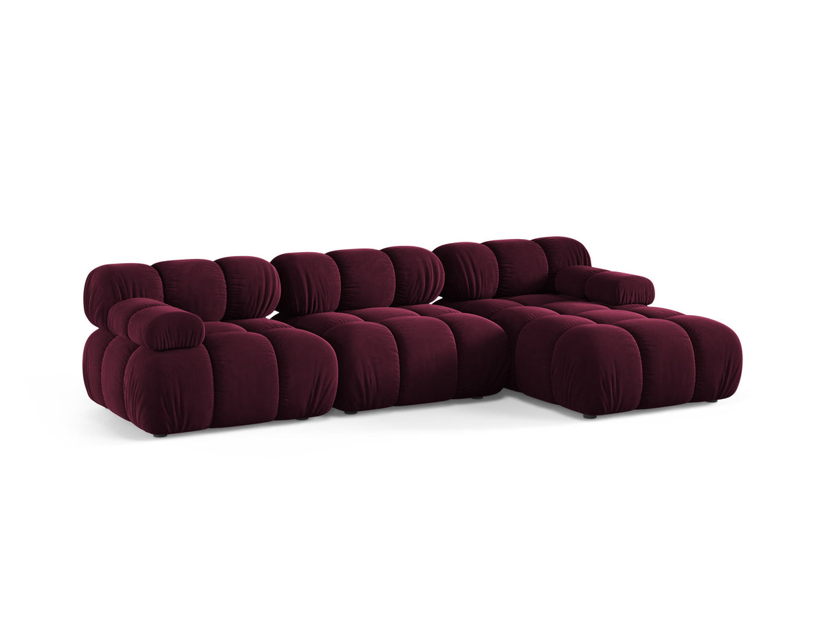 Bellis Ecksofa rechts 4-Sitzer von Micadoni, L-Sofa in Cappuccino-Liberty mit Massivholzrahmen und schwarzen Kunststoffbeinen, Ausrichtung rechts