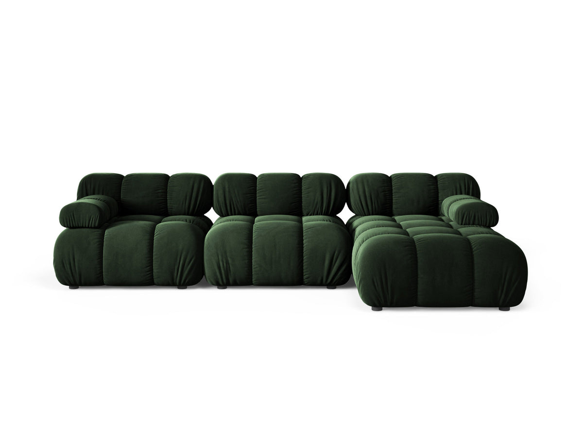 Bellis Ecksofa rechts 4-Sitzer von Micadoni, L-Sofa in Cappuccino-Liberty mit Massivholzrahmen und schwarzen Kunststoffbeinen, Ausrichtung rechts