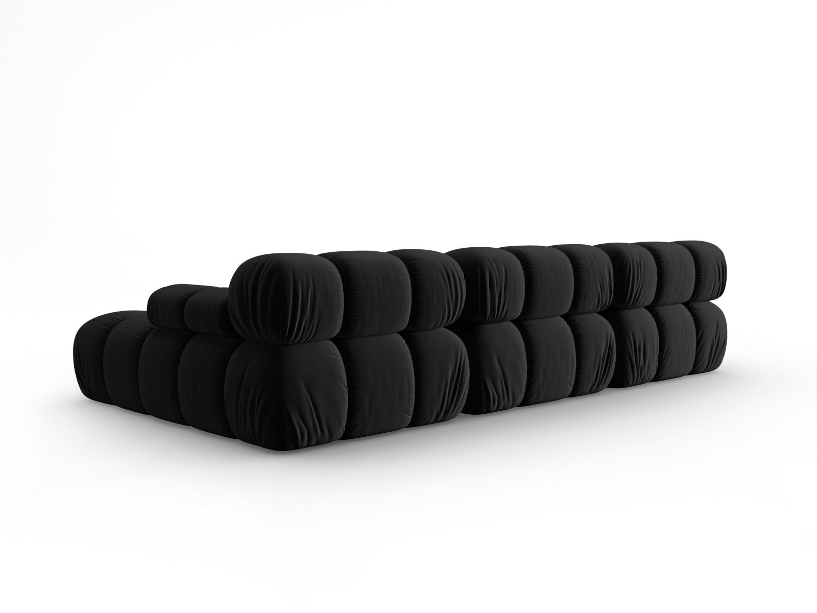 Modulares Ecksofa Bellis in edlem Velours, 4-Sitzer, rechte Ausführung, perfekt für moderne Wohnkonzepte und entspannte Stunden.