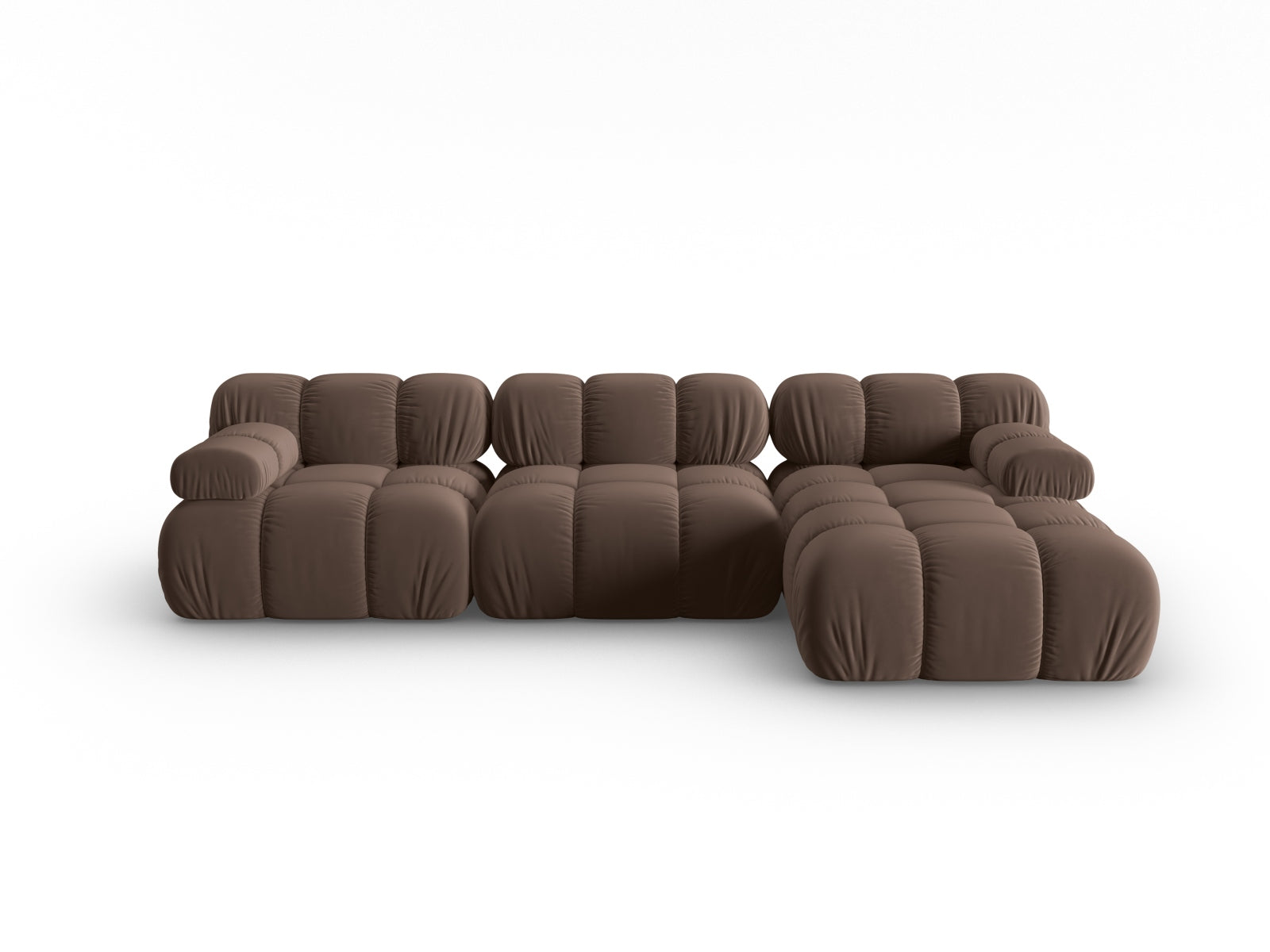 Bellis Velour modulares Ecksofa rechts 4 Sitzer 155cm in Dark Brown-Bluvel präsentiert im Onlineshop von KAQTU Design AG. L-Sofa rechts ist von Micadoni