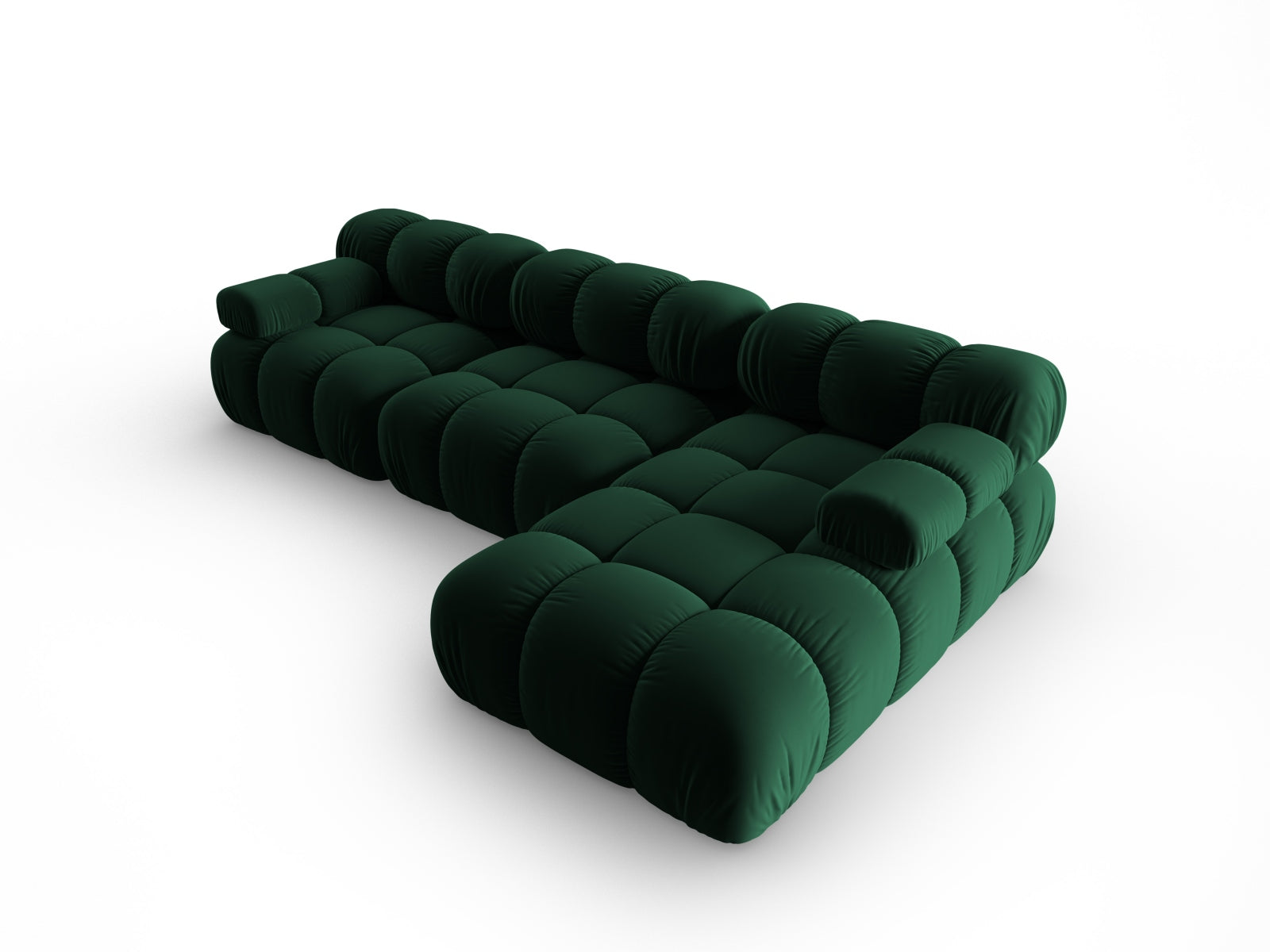 Elegantes Bellis Velour Ecksofa in der rechten Variante, 4-Sitzer, ideal für stilvolle Wohnräume und entspannte Stunden.
