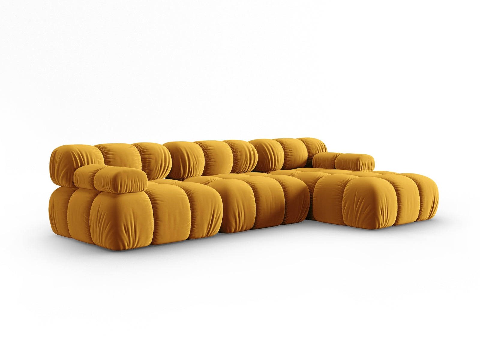 Erleben Sie das Bellis Velour Ecksofa rechts von Micadoni – ein modulares 4-Sitzer Sofa (155 cm), das Eleganz und Komfort in Ihr Zuhause bringt.