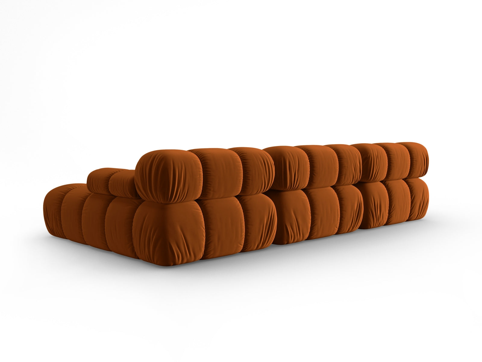 Modulares Bellis Velour Ecksofa in warmem Terracotta, 4-Sitzer, rechtsseitig, perfekt für gemütliche Abende und modernes Wohndesign.