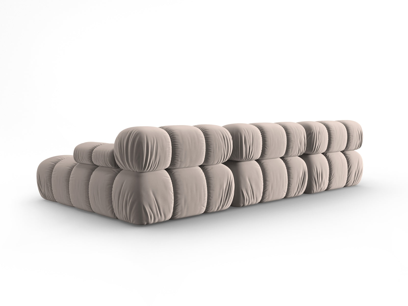 Modulares Bellis Velour Ecksofa in sanftem Cappuccino, 4-Sitzer, rechtsseitig, perfekt für gemütliche Abende und modernes Wohndesign.