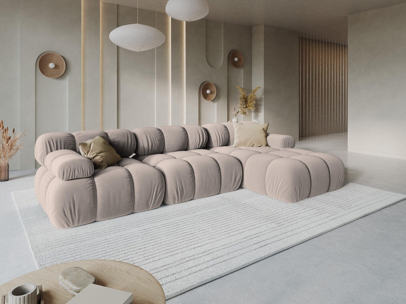 Entdecken Sie das elegante Bellis Velour Ecksofa rechts, 4-Sitzer, 155 cm von Micadoni – stilvoll, modular und komfortabel für Ihr Wohnzimmer.