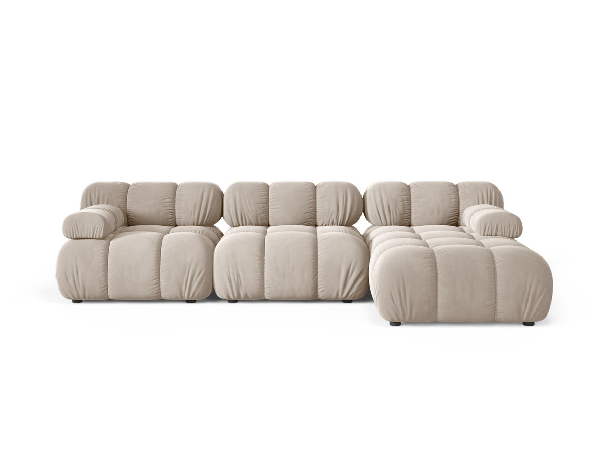 Bellis Velour modulares Ecksofa rechts 4 Sitzer 155cm in Dark Beige-Bluvel präsentiert im Onlineshop von KAQTU Design AG. L-Sofa rechts ist von Micadoni
