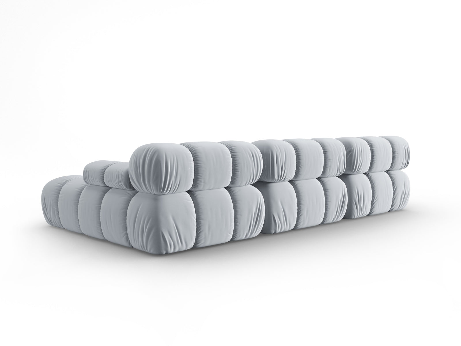 Modulares Bellis Velour Ecksofa in zartem Hellblau, 4-Sitzer, rechts, perfekt für moderne und flexible Wohnkonzepte.
