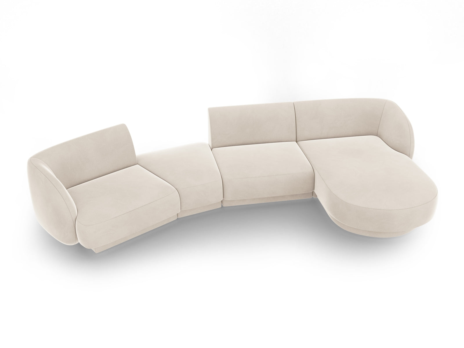 Entdecken Sie das stilvolle Miley Velour Sofa rechts 4 Sitzer von Micadoni – ein elegantes, modulares Möbelstück für Ihr modernes Zuhause.