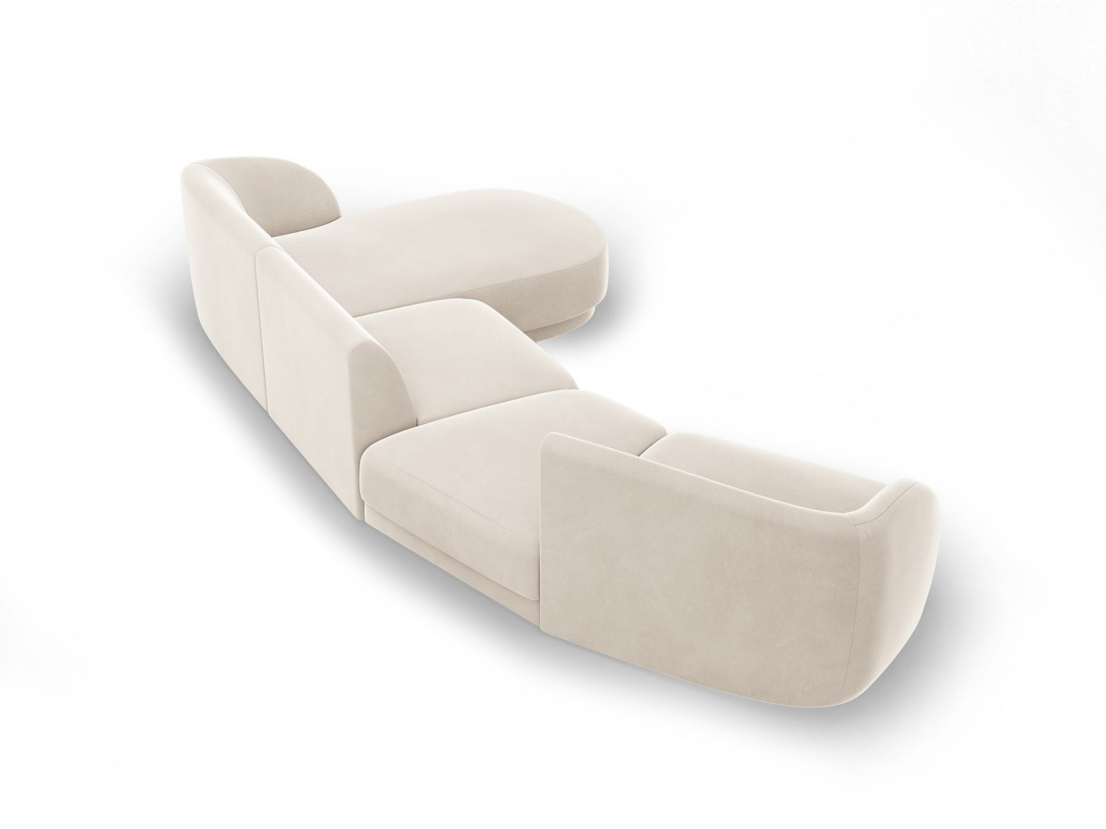 Entdecken Sie das Miley Velour Sofa rechts 4 Sitzer von Micadoni – ein stilvolles, modulares Möbelstück, das Eleganz und hohen Sitzkomfort vereint.