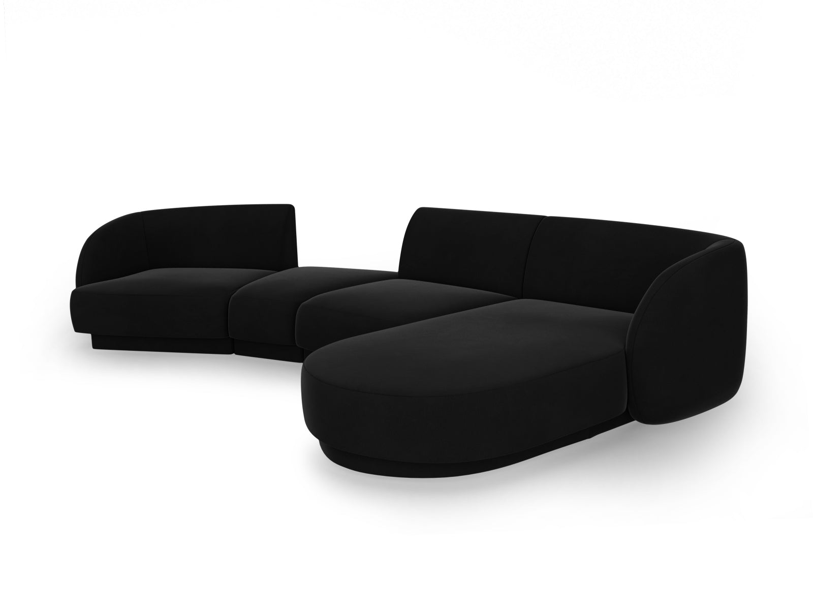 Erleben Sie das Miley Velour Sofa rechts 4 Sitzer von Micadoni – ein elegantes, modulares Möbelstück, das Komfort und Stil vereint.