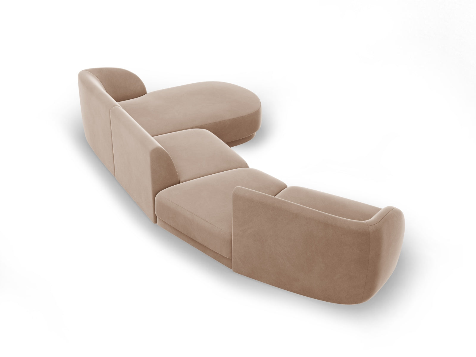 Entdecken Sie das Miley Velour Sofa rechts, ein stilvolles 4-Sitzer-Modell von Micadoni, das Eleganz und Flexibilität für Ihr modernes Wohnzimmer vereint.
