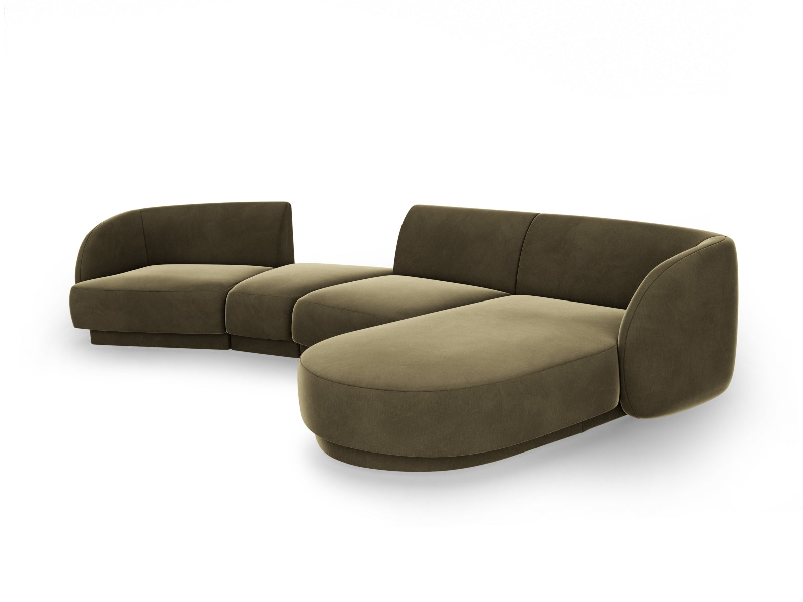 Erleben Sie das Miley Velour Sofa rechts 4 Sitzer von Micadoni – ein elegantes, flexibles Sofa, das Komfort und Stil in Ihr Zuhause bringt.
