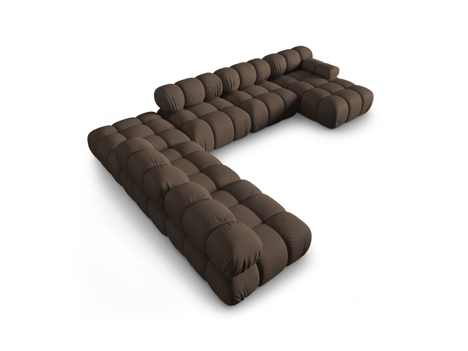 Modulares Bellis Ecksofa links in warmem Braun, 7 Sitzer, 282 cm, perfekt für großzügige Wohnzimmer, bietet hohen Sitzkomfort und modernes Design.