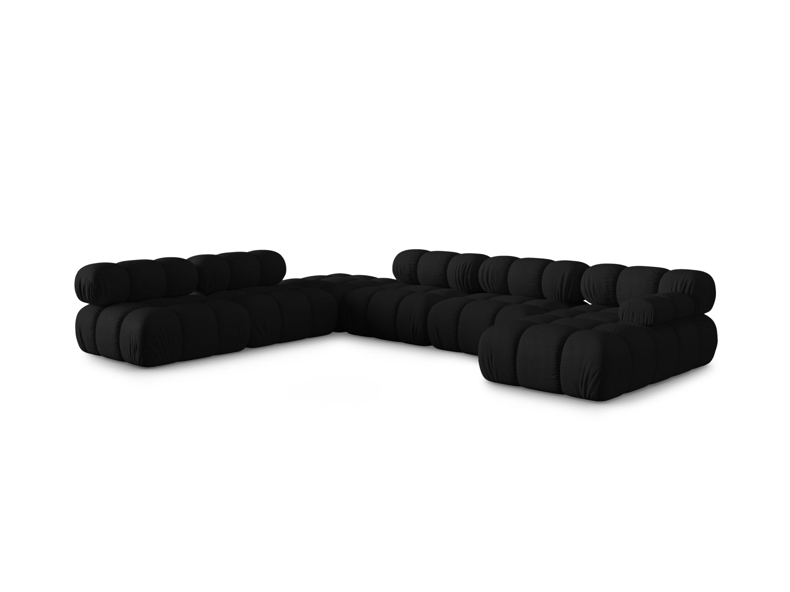 Elegantes Bellis Ecksofa in Schwarz, 7-Sitzer, 282 cm, modulares Design für stilvolle Wohnräume, präsentiert von Micadoni.
