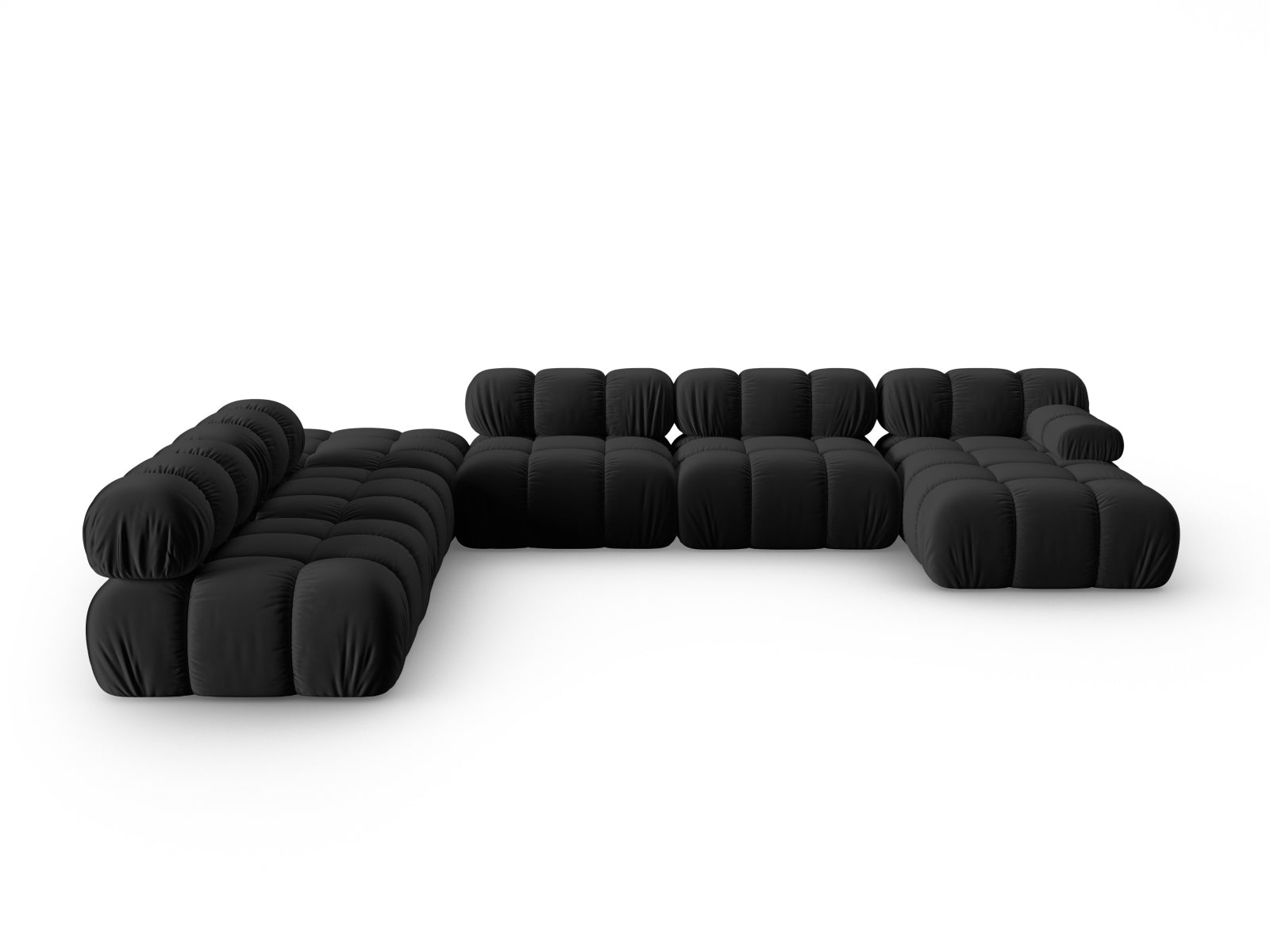 Bellis Velour modulares Panoramic Ecksofa links 7 Sitzer 282cm in Black präsentiert im Onlineshop von KAQTU Design AG. Ecksofa links ist von Micadoni