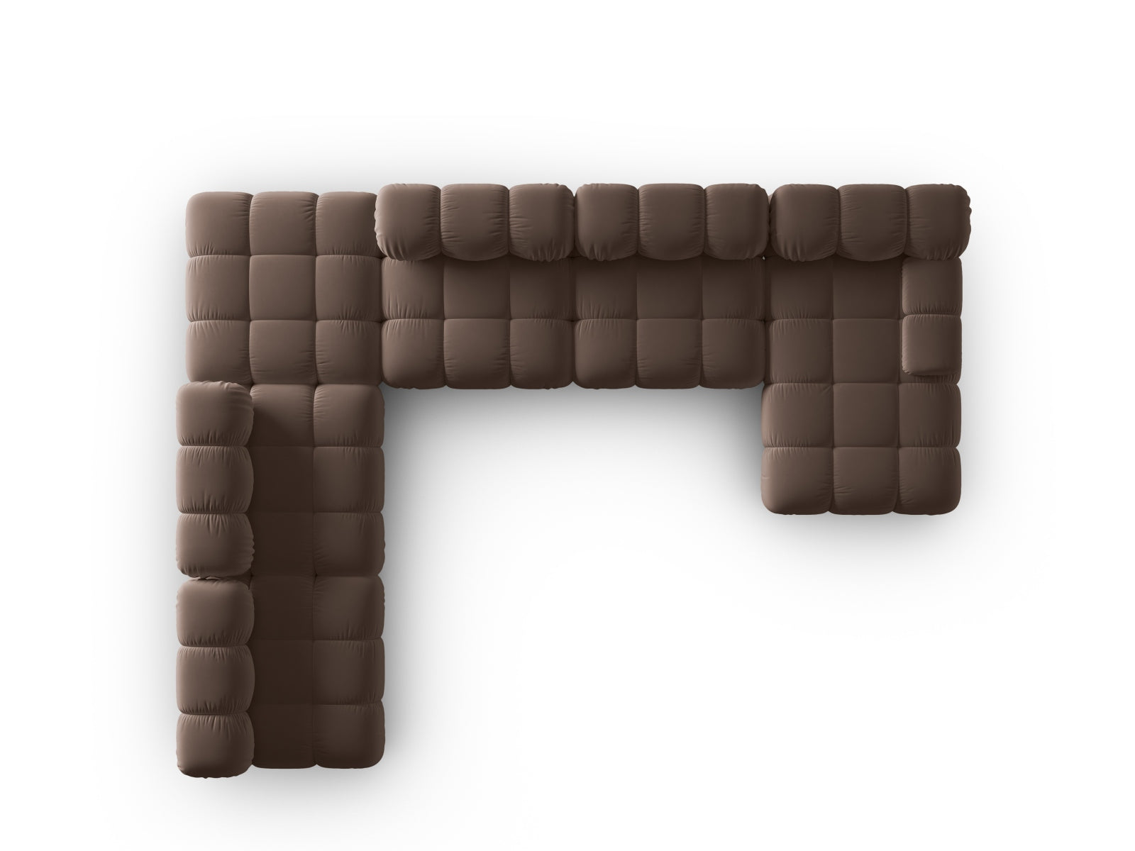 Elegantes, modulares Ecksofa Bellis in weichem Velours, linksseitig, 282 cm, ideal für entspannte Stunden und modernes Wohndesign.