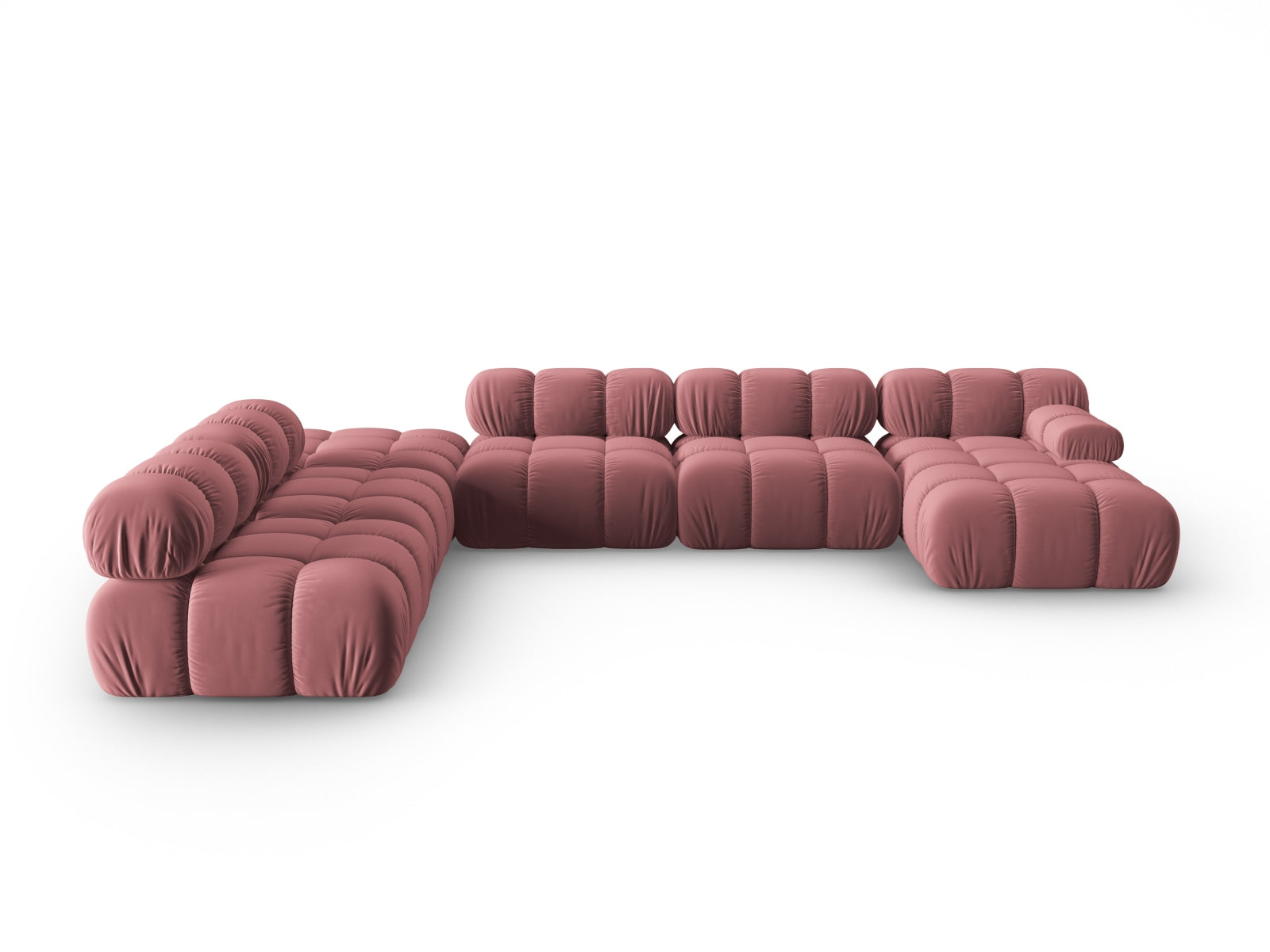 Bellis Velour modulares Panoramic Ecksofa links 7 Sitzer 282cm in Pink präsentiert im Onlineshop von KAQTU Design AG. Ecksofa links ist von Micadoni