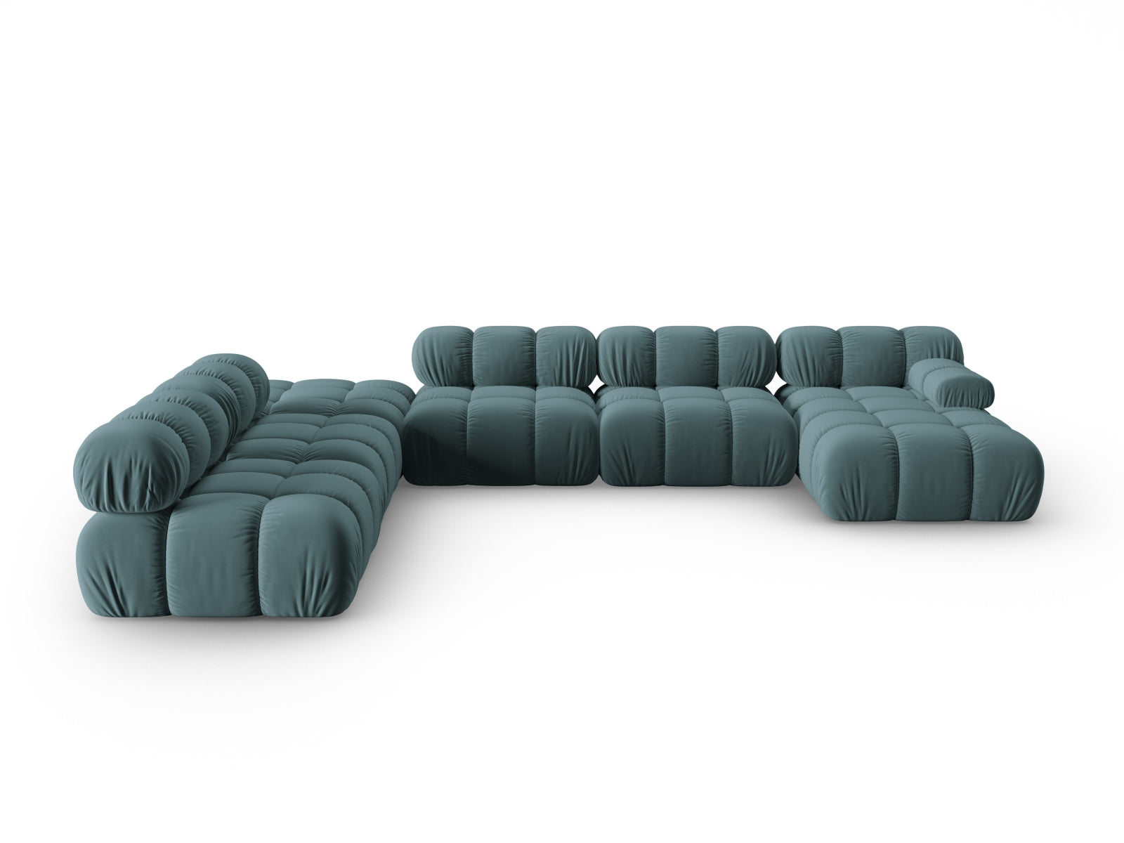 Bellis Velour modulares Panoramic Ecksofa links 7 Sitzer 282cm in Turquoise präsentiert im Onlineshop von KAQTU Design AG. Ecksofa links ist von Micadoni