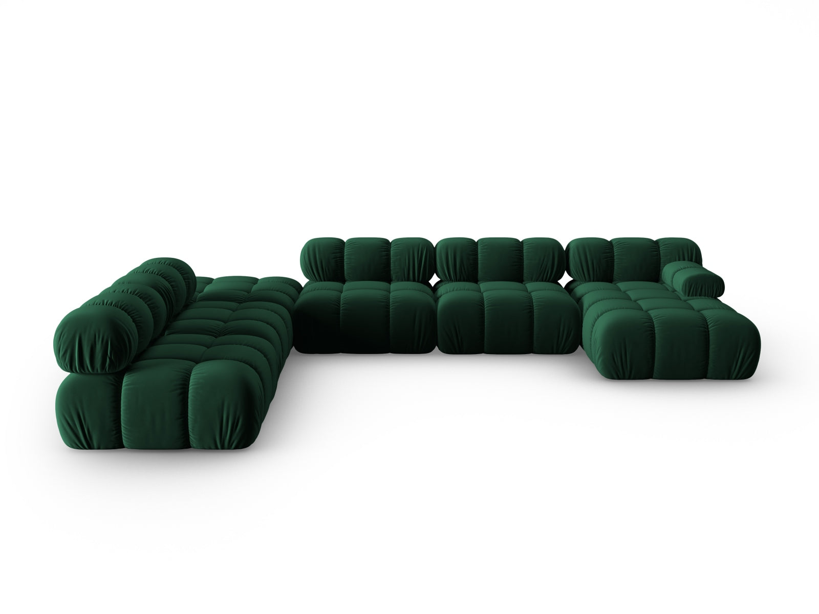 Bellis Velour modulares Panoramic Ecksofa links 7 Sitzer 282cm in Bottle Green präsentiert im Onlineshop von KAQTU Design AG. Ecksofa links ist von Micadoni