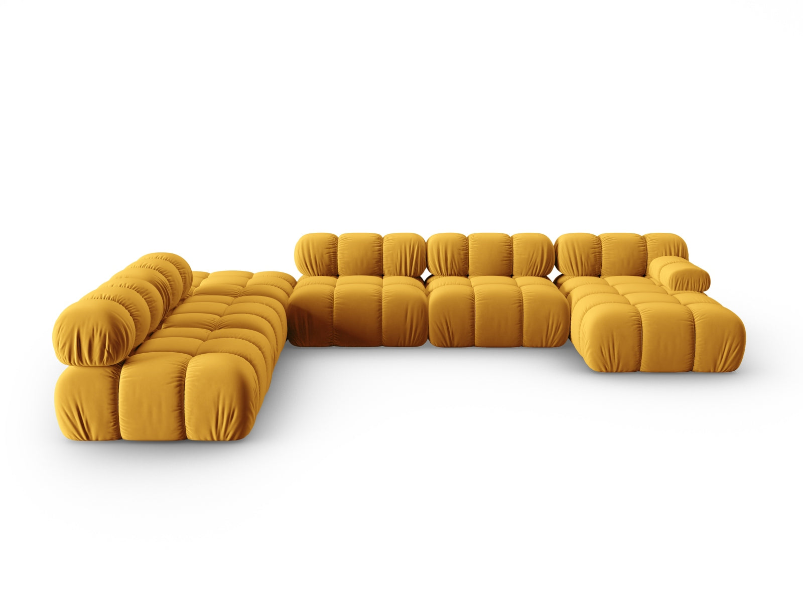 Bellis Velour modulares Panoramic Ecksofa links 7 Sitzer 282cm in Yellow-Bluvel präsentiert im Onlineshop von KAQTU Design AG. Ecksofa links ist von Micadoni