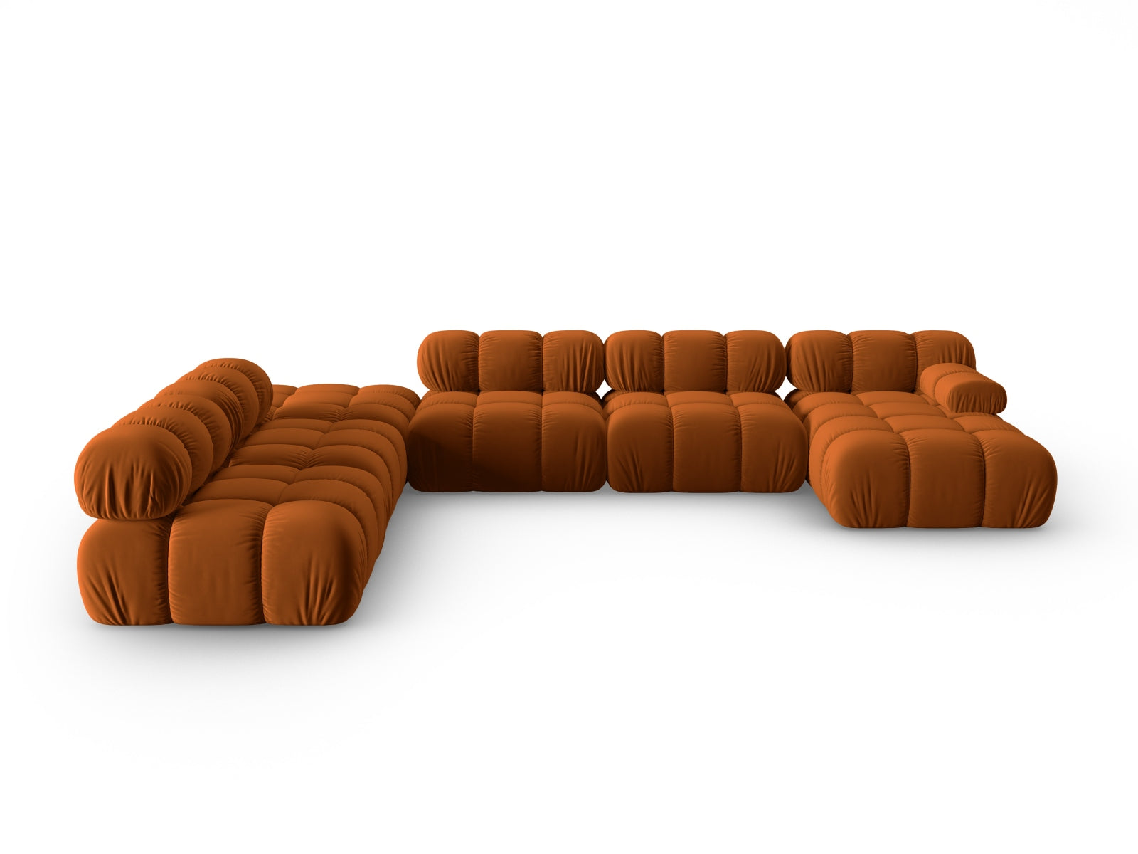 Bellis Velour modulares Panoramic Ecksofa links 7 Sitzer 282cm in Terracotta-Bluvel präsentiert im Onlineshop von KAQTU Design AG. Ecksofa links ist von Micadoni