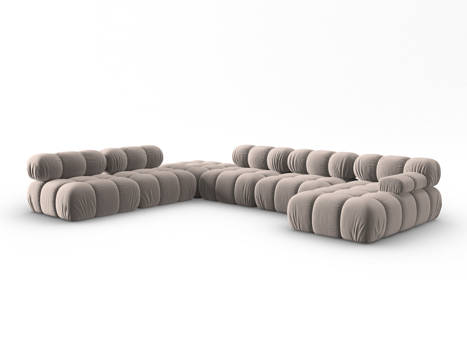 Erleben Sie das Bellis Velour Ecksofa links – ein großzügiges 7-Sitzer Sofa (282 cm) für stilvolle Entspannung und individuelle Gestaltung.