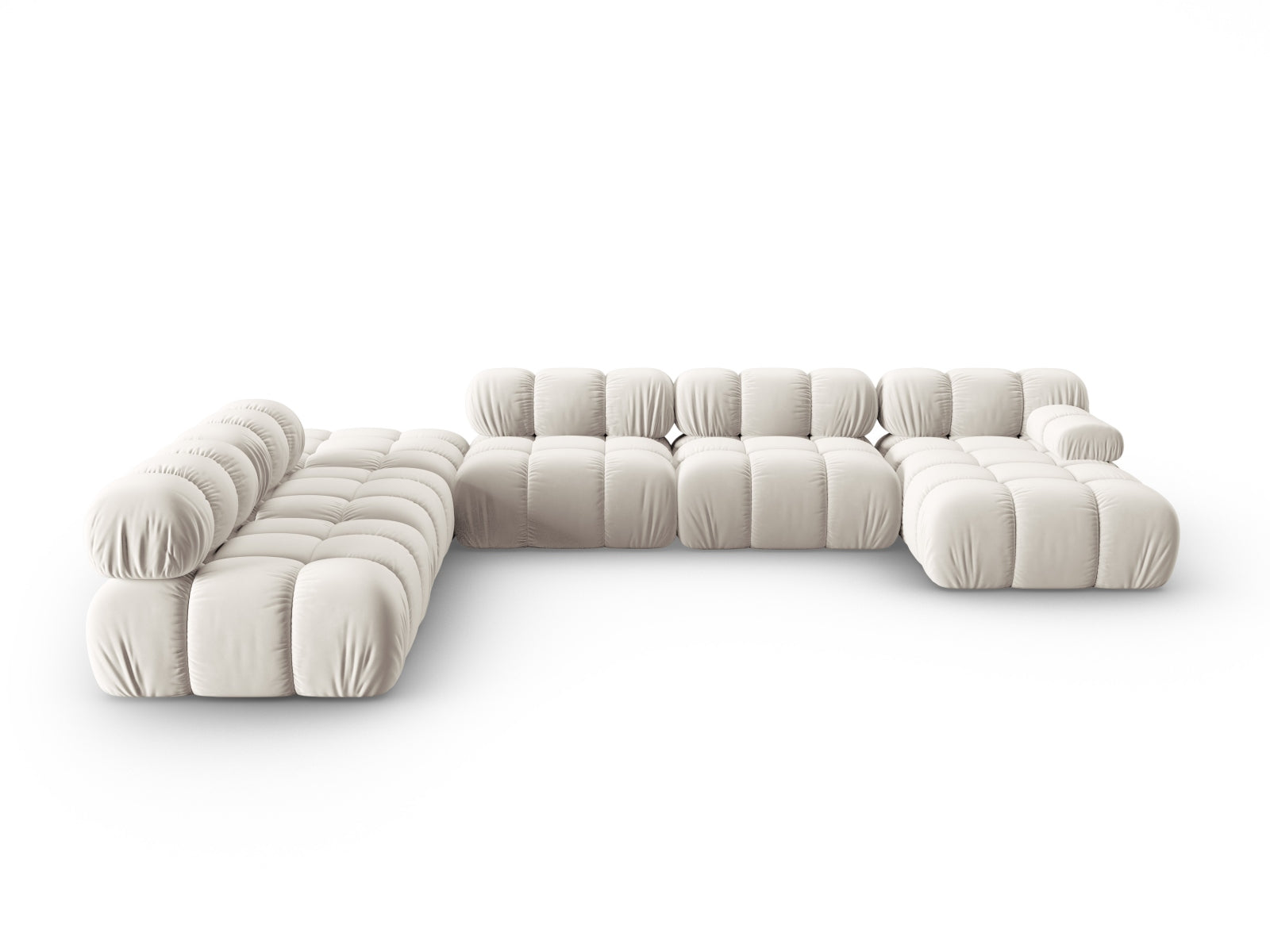 Bellis Velour modulares Panoramic Ecksofa links 7 Sitzer 282cm in Dark Beige präsentiert im Onlineshop von KAQTU Design AG. Ecksofa links ist von Micadoni