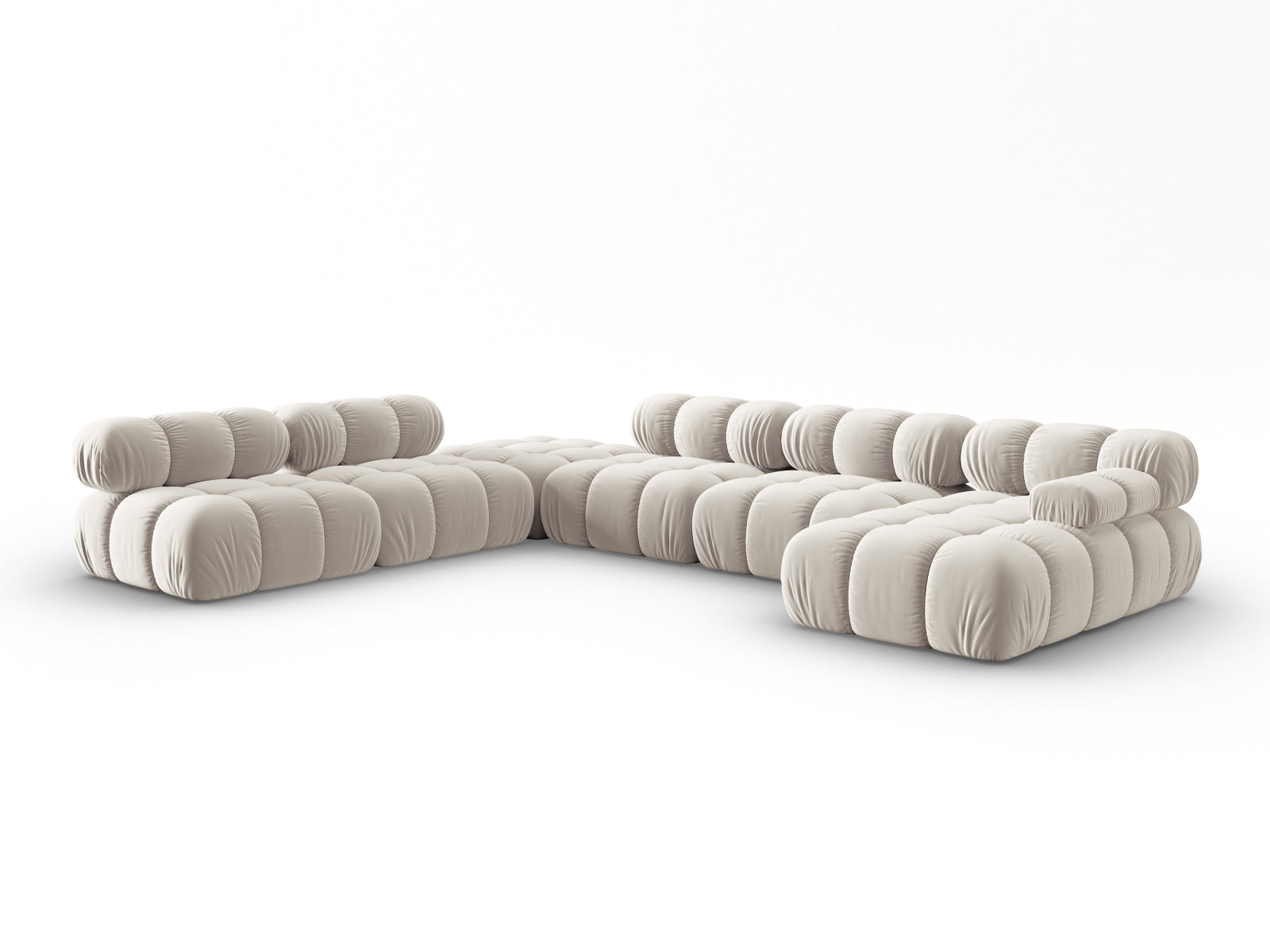 Erleben Sie das Bellis Velour Ecksofa links – ein großzügiges 7-Sitzer Sofa (282 cm) für stilvolle Entspannung und individuelle Gestaltung.