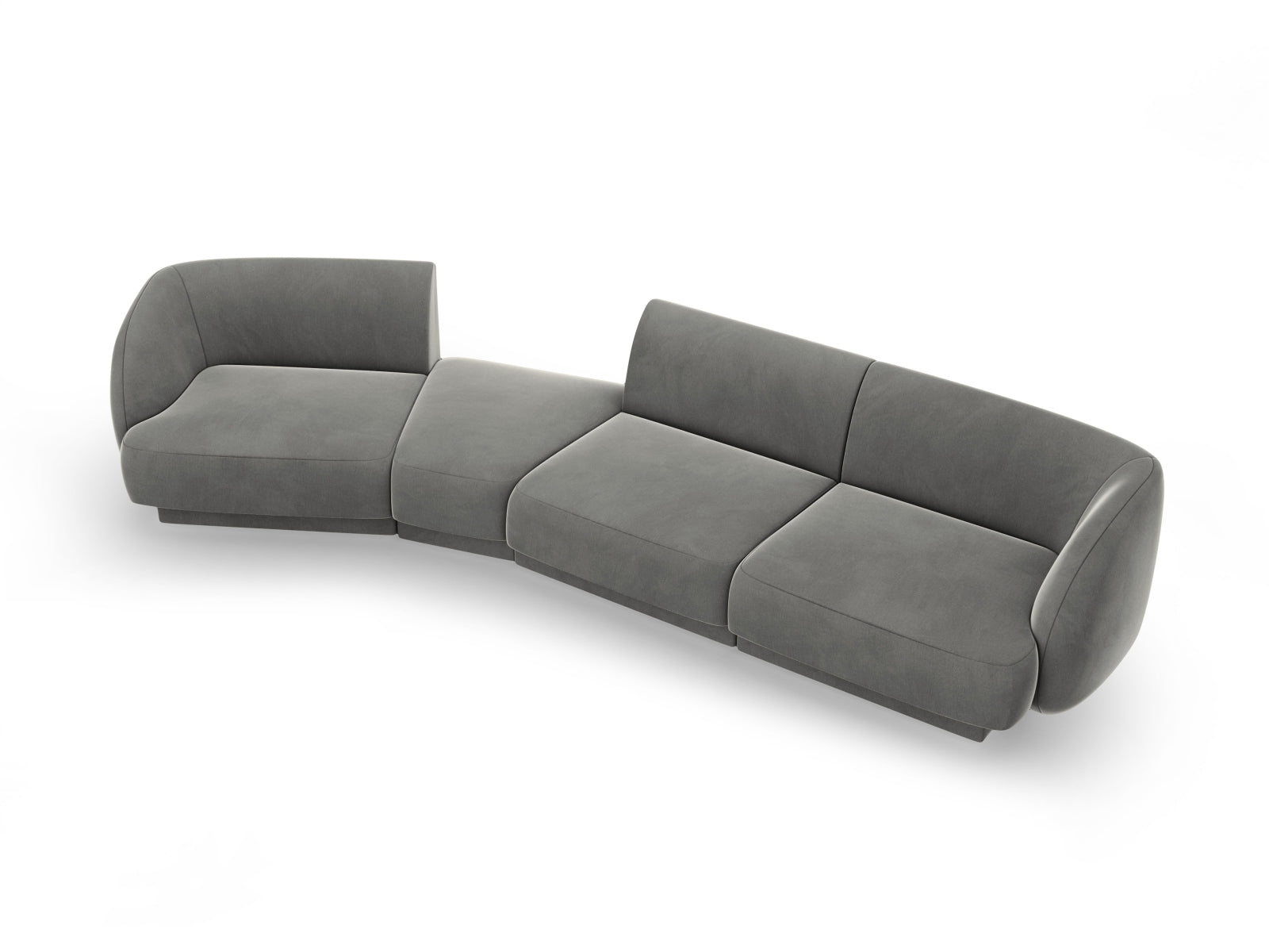 Entdecken Sie das Miley Velour Sofa links 4 Sitzer von Micadoni – ein stilvolles, modulares Sofa, das Komfort und Eleganz in Ihr Wohnzimmer bringt.