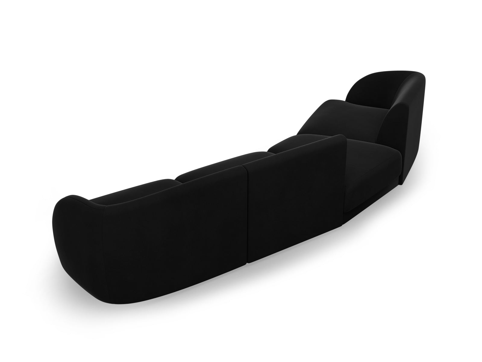 Entdecken Sie das Miley Velour Sofa links 4 Sitzer von Micadoni – ein elegantes, modulares Möbelstück, das Stil und Flexibilität für Ihr Wohnzimmer bietet.
