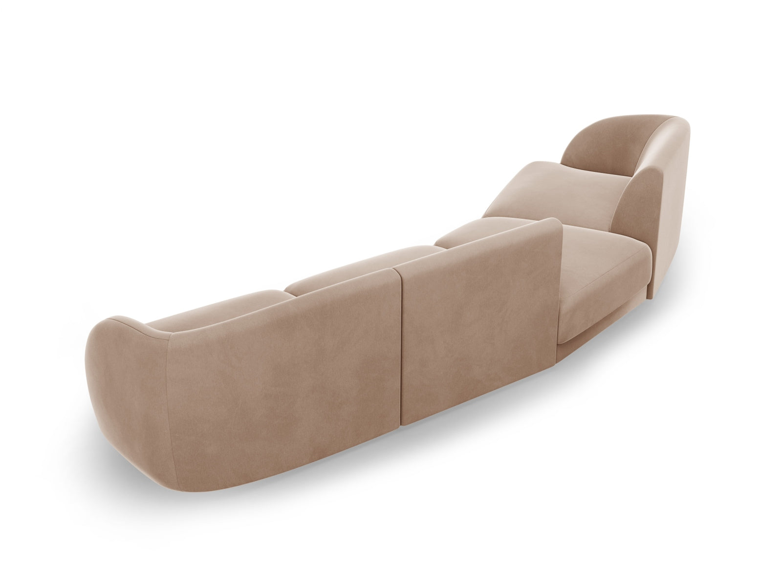 Entdecken Sie das Miley Velour Sofa links 4 Sitzer von Micadoni – ein elegantes, modulares Möbelstück, das Stil und Flexibilität für Ihr Wohnzimmer bietet.