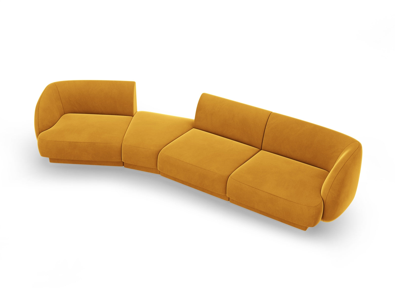 Entdecken Sie das Miley Velour Sofa links 4 Sitzer von Micadoni – ein stilvolles, modulares Sofa, das Komfort und Eleganz in Ihr Wohnzimmer bringt!