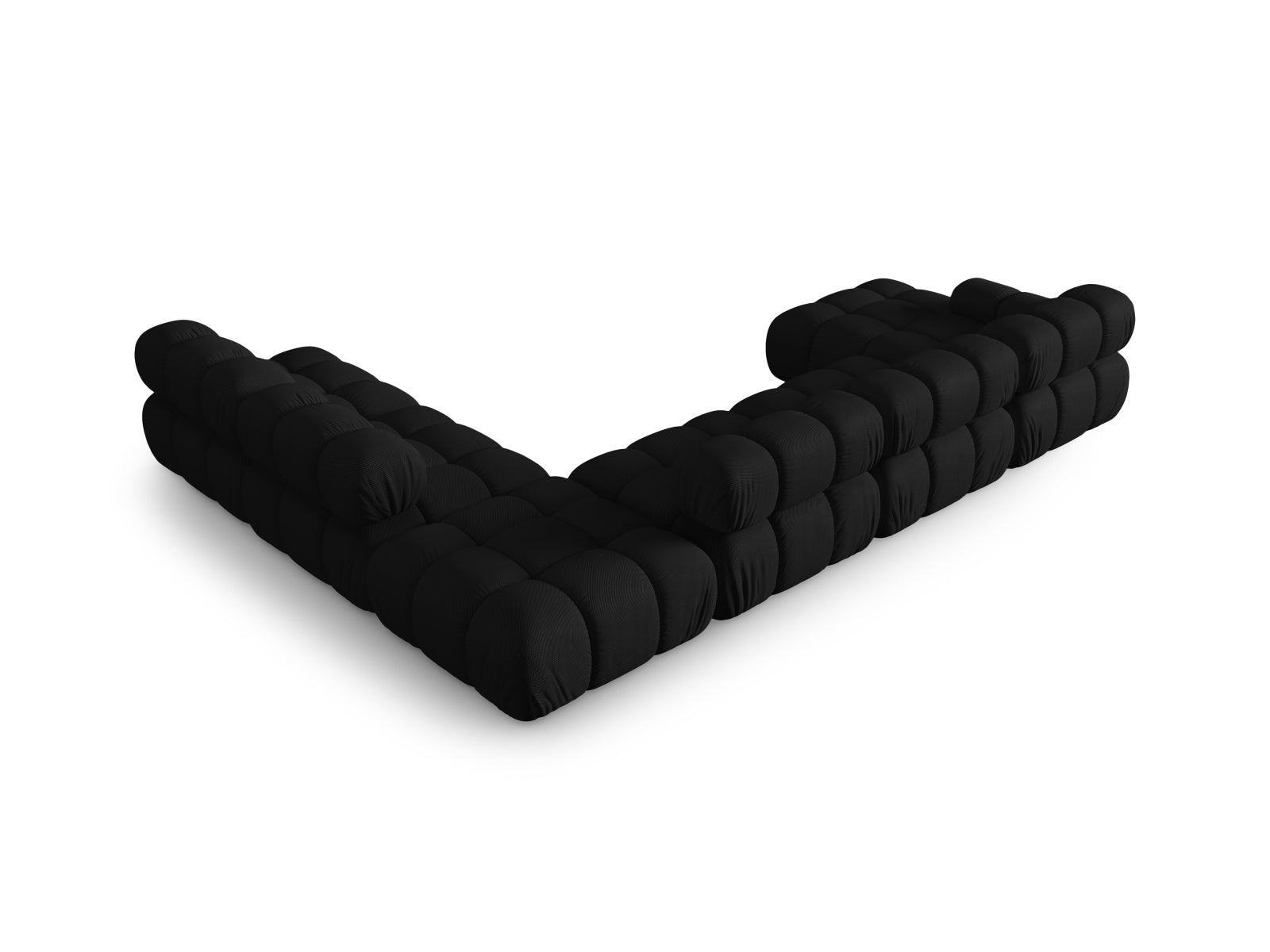 Elegantes, modulares Ecksofa Bellis in Schwarz, 7-Sitzer mit 282 cm, ideal für moderne Wohnräume von Micadoni.