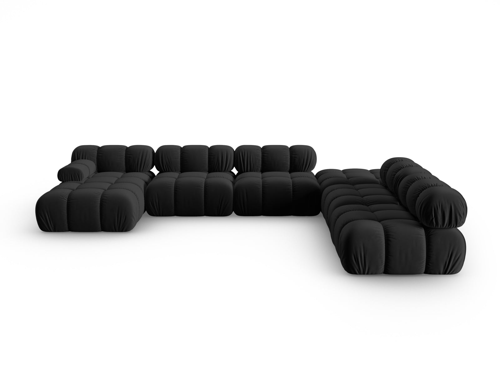 Bellis Velour modulares Panoramic Ecksofa rechts 7 Sitzer 282cm in Black präsentiert im Onlineshop von KAQTU Design AG. Ecksofa rechts ist von Micadoni