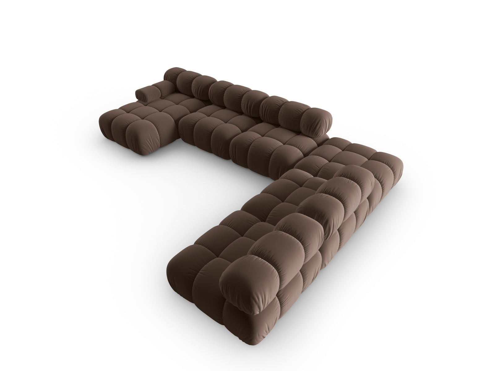 Entdecken Sie das Bellis Velour Ecksofa von Micadoni – ein modulares 7-Sitzer Sofa mit luxuriösem Design und praktischem Stauraum für Ihr Zuhause.