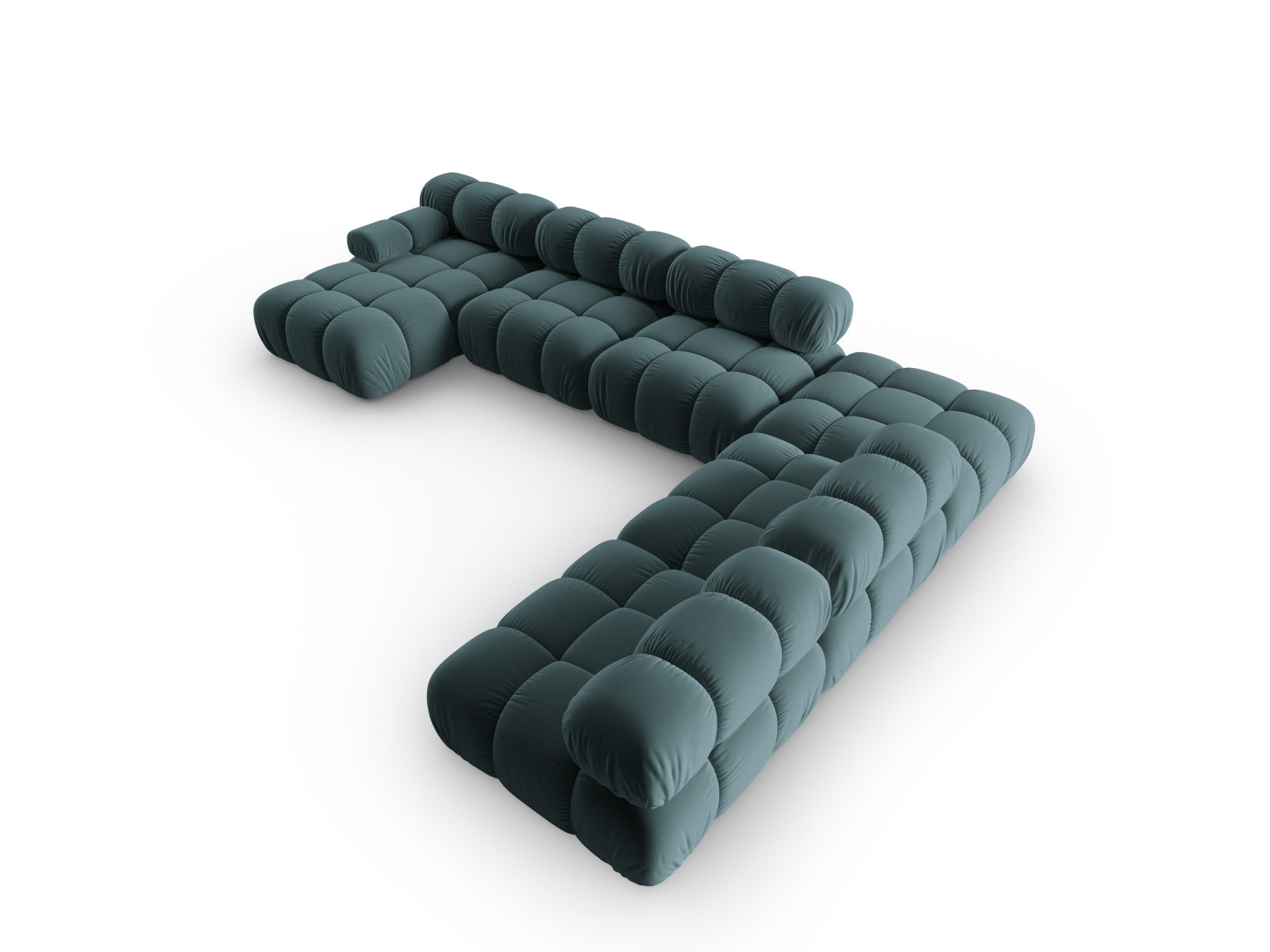 Entdecken Sie das Bellis Velour Ecksofa von Micadoni – ein modulares 7-Sitzer Sofa mit luxuriösem Design und praktischem Stauraum für Ihr Zuhause.