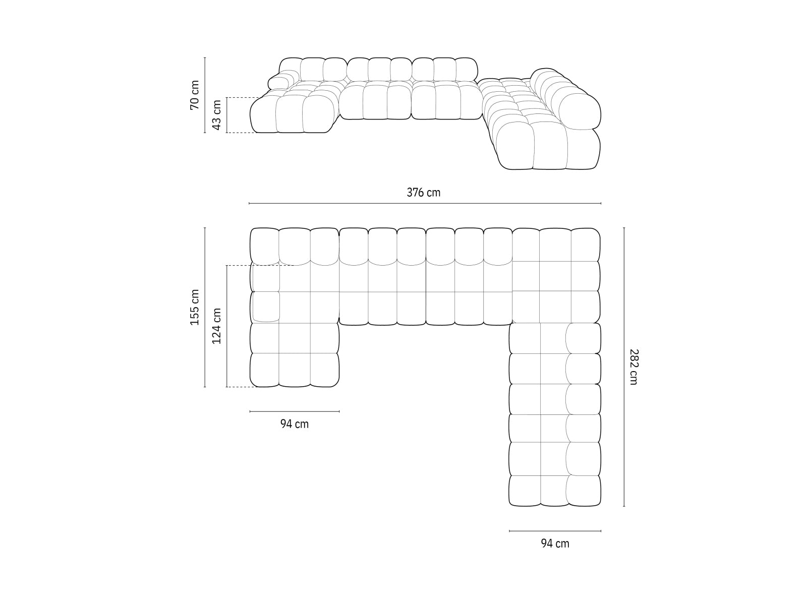 Erleben Sie das Bellis Velour Ecksofa von Micadoni – ein elegantes 7-Sitzer Sofa mit 282 cm, das Stil, Komfort und Anpassungsfähigkeit vereint.