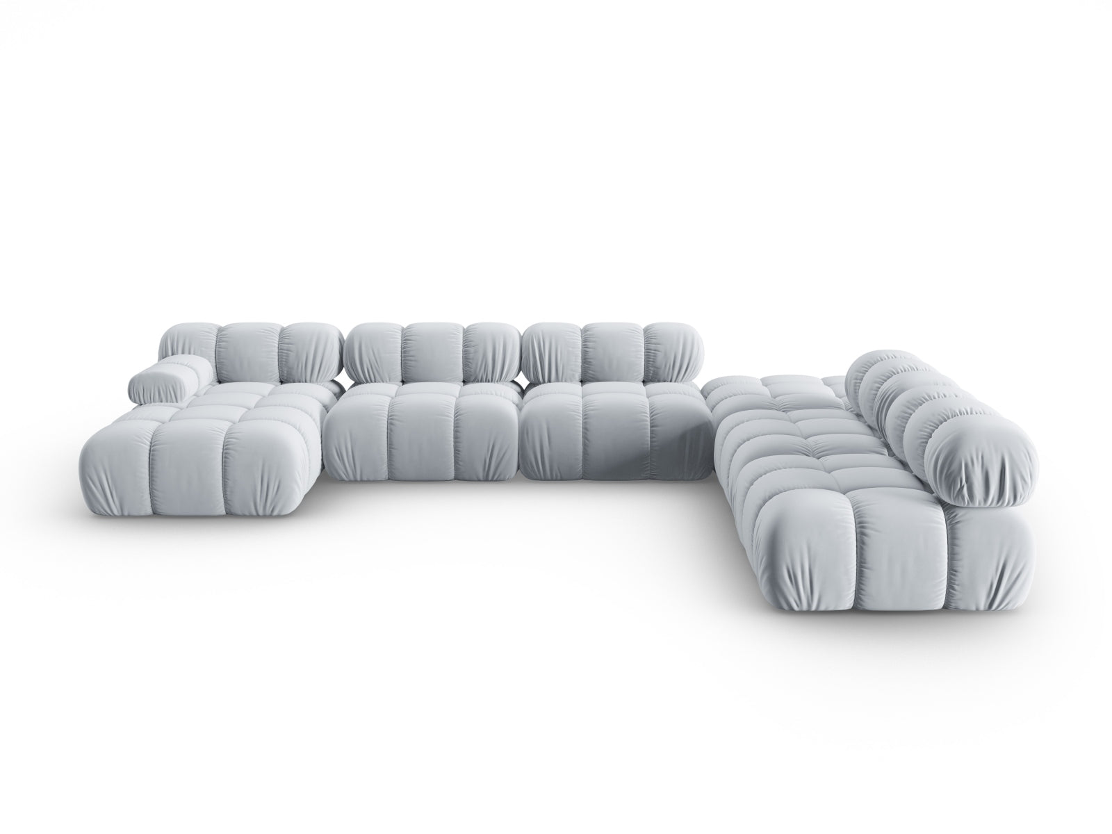 Bellis Velour modulares Panoramic Ecksofa rechts 7 Sitzer 282cm in Light Blue-Bluvel präsentiert im Onlineshop von KAQTU Design AG. Ecksofa rechts ist von Micadoni