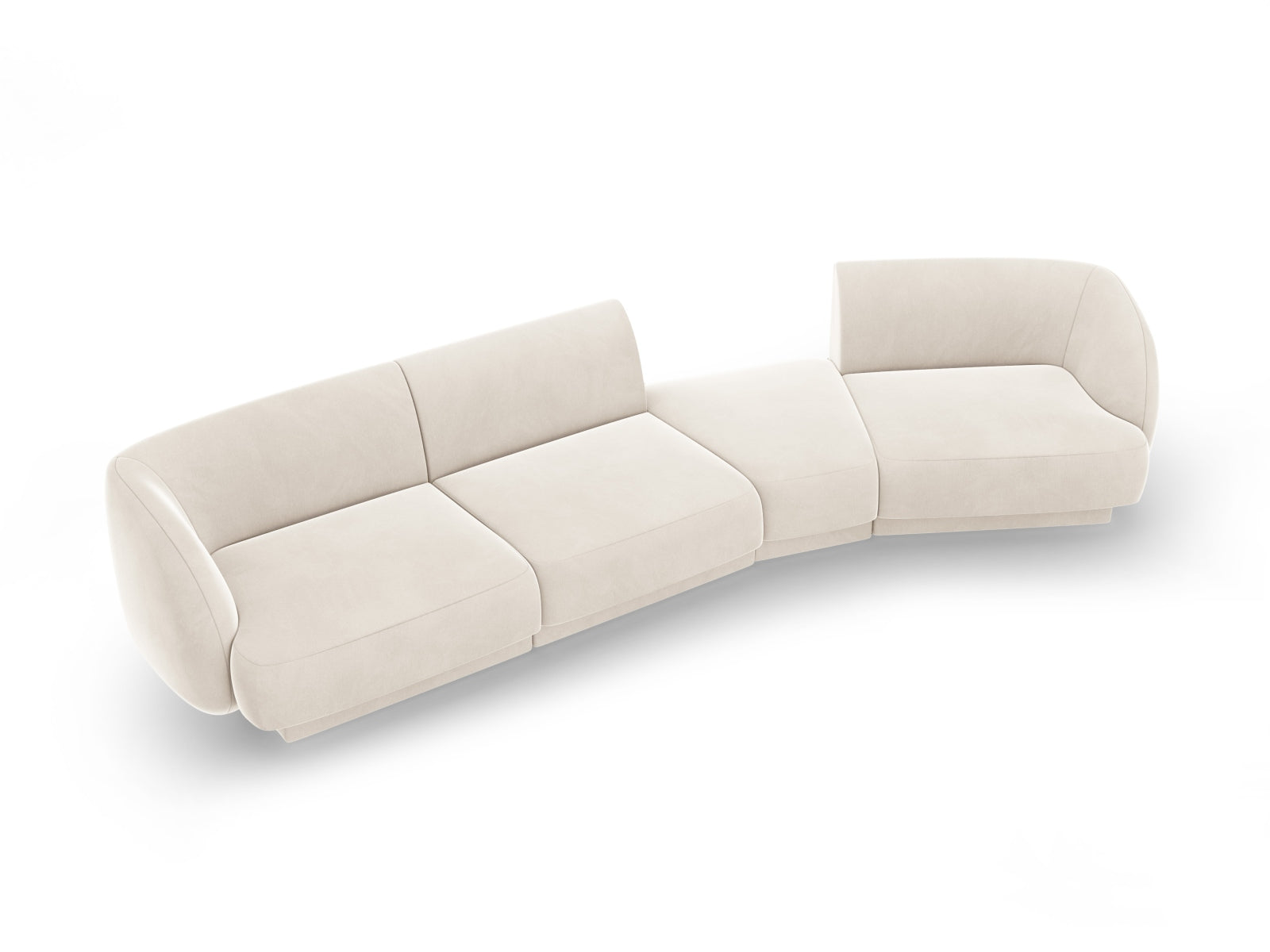 Entdecken Sie das Miley Velour Sofa rechts 4 Sitzer von Micadoni – ein stilvolles, modulares Möbelstück, das Eleganz und hohen Sitzkomfort vereint.