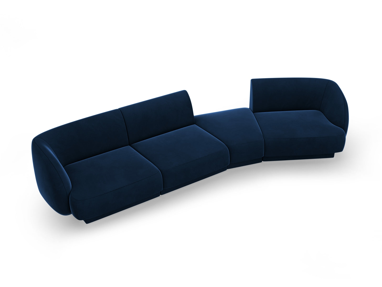 Entdecken Sie das Miley Velour Sofa rechts 4 Sitzer von Micadoni – ein stilvolles, modulares Möbelstück, das Eleganz und hohen Sitzkomfort vereint.