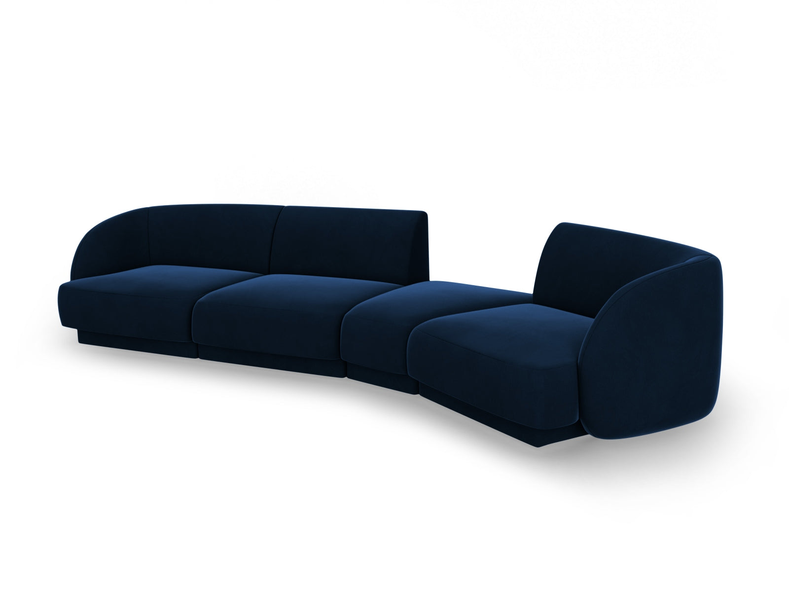 Erleben Sie das Miley Velour Sofa rechts 4 Sitzer von Micadoni – ein elegantes, modulares Design, das Komfort und Stil in Ihr Zuhause bringt.