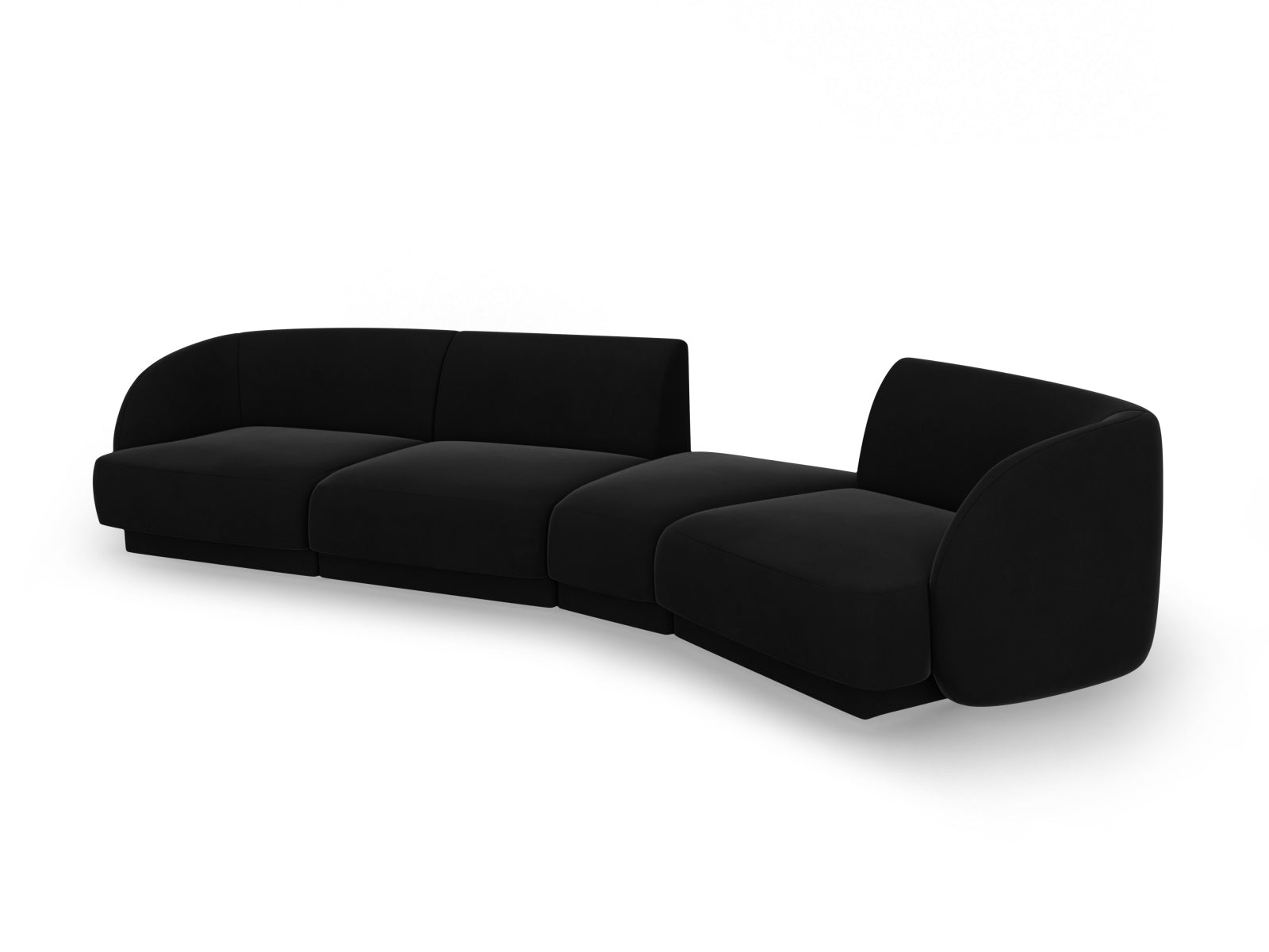 Erleben Sie das Miley Velour Sofa rechts 4 Sitzer von Micadoni – ein elegantes, modulares Möbelstück, das Komfort und Stil perfekt vereint.