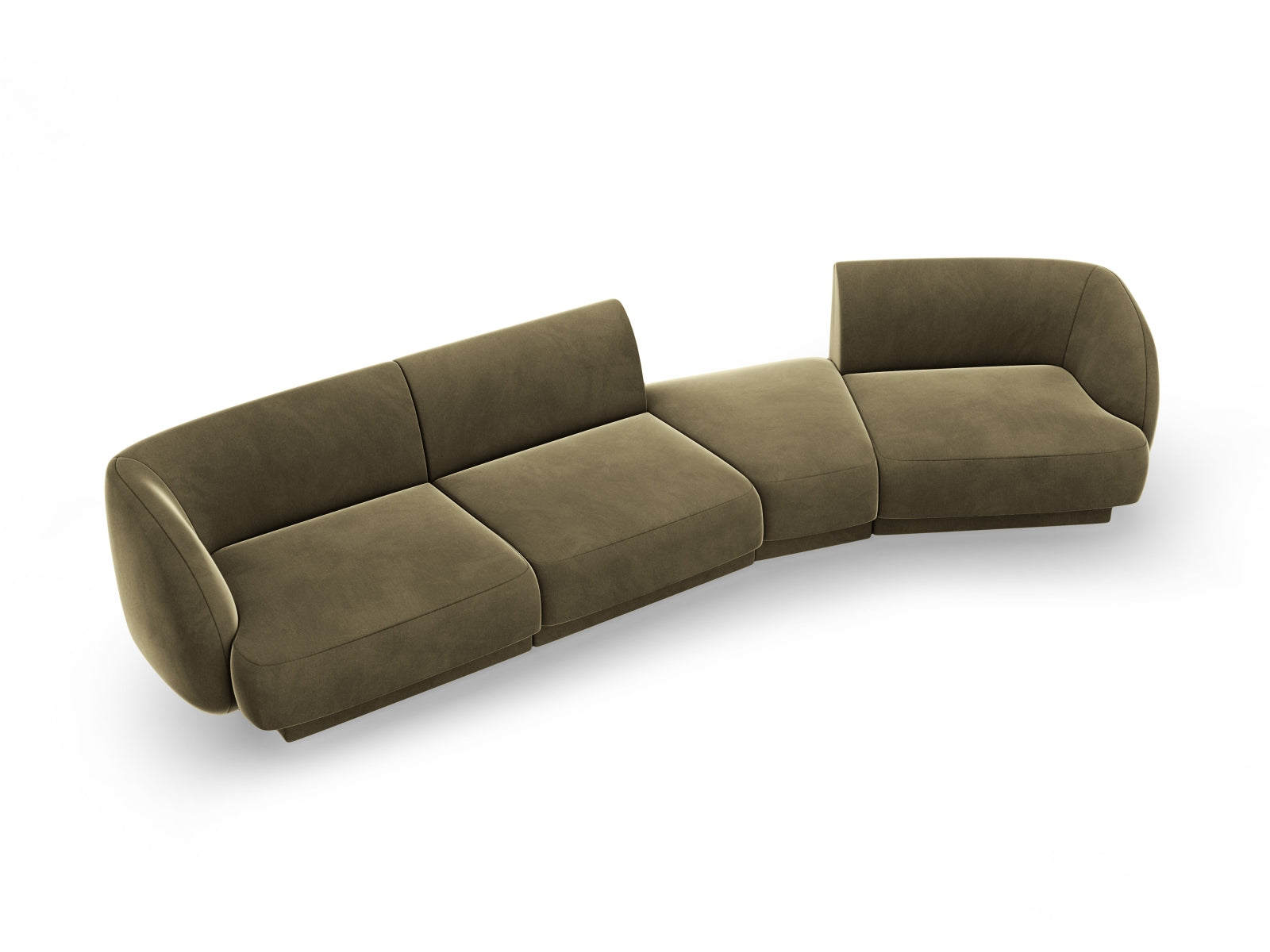 Entdecken Sie das Miley Velour Sofa rechts 4 Sitzer von Micadoni – ein stilvolles, modulares Möbelstück, das Eleganz und hohen Sitzkomfort vereint.