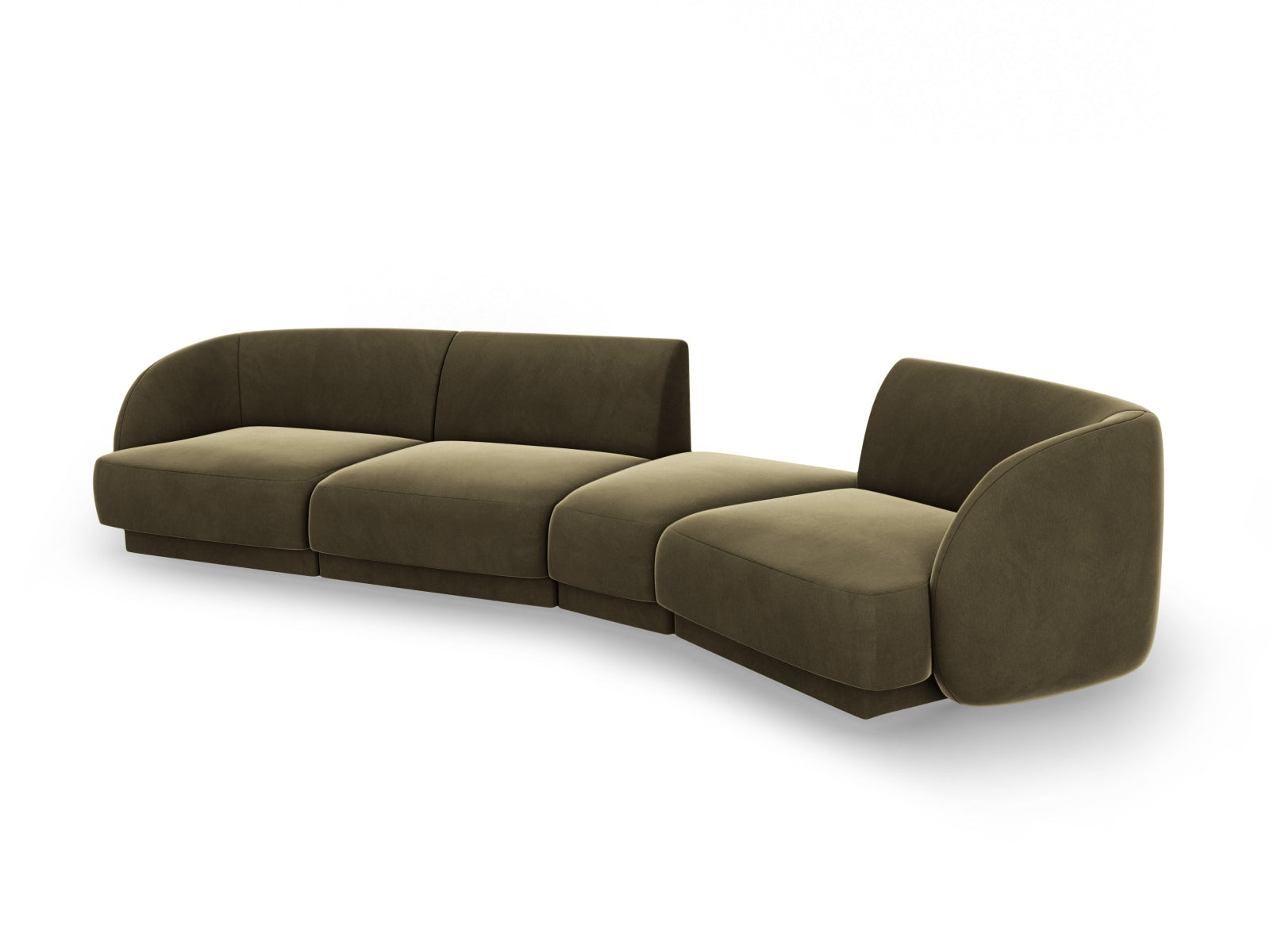 Erleben Sie das Miley Velour Sofa rechts 4 Sitzer von Micadoni – ein elegantes, modulares Design, das Komfort und Stil in Ihr Zuhause bringt.