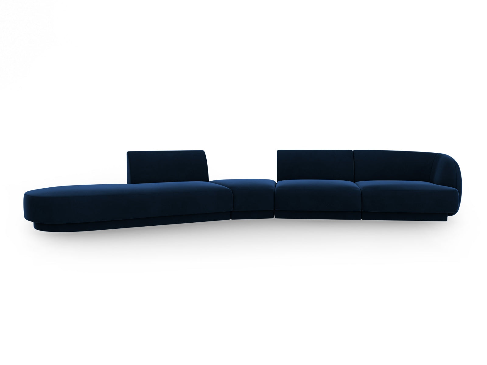 Miley Velour modulares Sofa links 5 Sitzer in Royal Blue präsentiert im Onlineshop von KAQTU Design AG. L-Sofa links ist von Micadoni