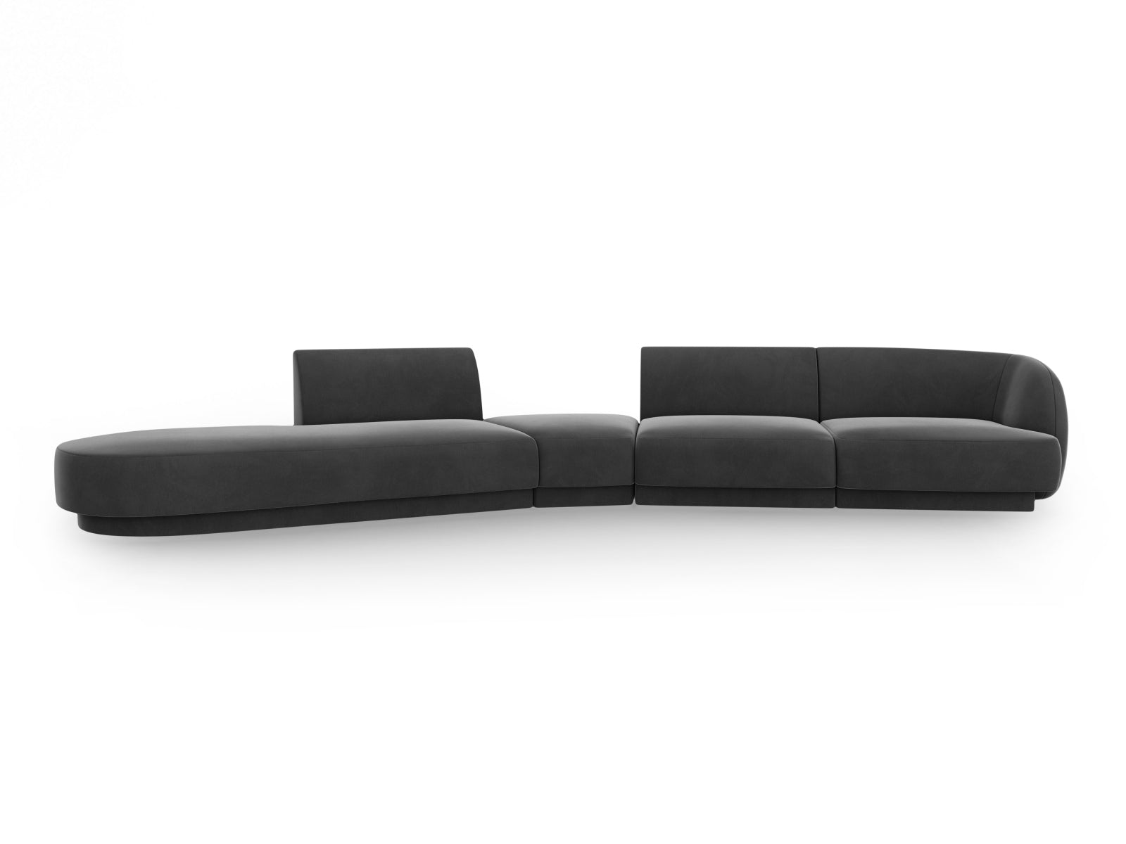 Miley Velour modulares Sofa links 5 Sitzer in Grey präsentiert im Onlineshop von KAQTU Design AG. L-Sofa links ist von Micadoni