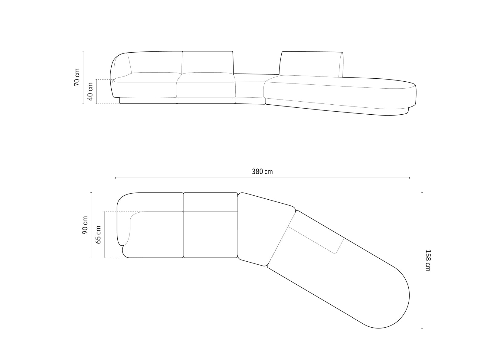 Erleben Sie das Miley Modulares Sofa rechts 5 Sitzer von Micadoni – ein stilvolles, anpassbares Möbelstück, das Komfort und Eleganz vereint.