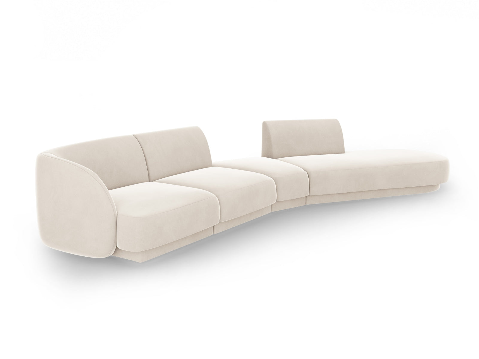 Erleben Sie das Miley Velour Sofa von Micadoni: Ein elegantes 5-Sitzer-Modell, das durch seine modulare Bauweise und luxuriöse Velour-Oberfläche besticht.