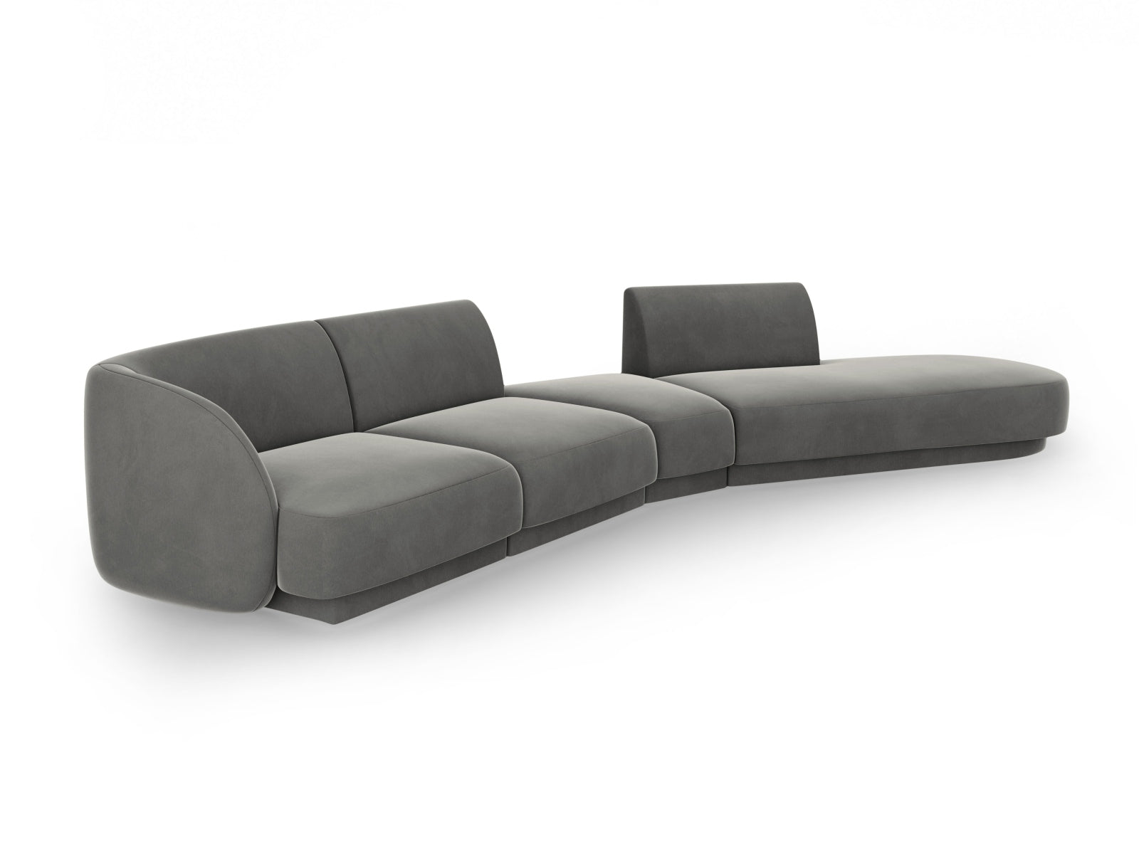 Erleben Sie das Miley Velour Sofa von Micadoni: Ein elegantes 5-Sitzer-Modell, das durch seine modulare Bauweise und luxuriöse Velour-Oberfläche besticht.