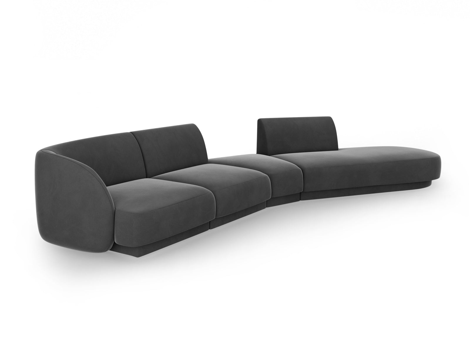 Erleben Sie das Miley Velour Sofa von Micadoni: Ein elegantes 5-Sitzer-Modell, das durch seine modulare Bauweise und luxuriöse Velour-Oberfläche besticht.